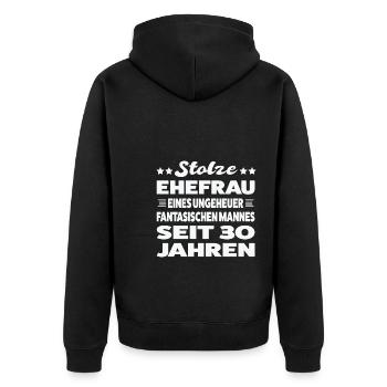 30 Jahre Ehe Ehefrau 30. Hochzeitstag Geschenk - Unisex Premium Bio Zip Hoodie - Schwarz - Hinten - Nico (187cm)
