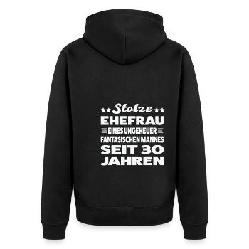 30 Jahre Ehe Ehefrau Perlenhochzeit Geschenk - Unisex Premium Bio Zip Hoodie - Schwarz - Hinten - Nico (187cm)