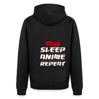 Anime merch Anime Anime Merchandise Geschenk - Unisex Premium Bio Zip Hoodie - Schwarz - Hinten - Nico (187cm)
