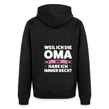 Oma Großmutter Enkelkinder Geschenk - Unisex Premium Bio Zip Hoodie - Schwarz - Hinten - Nico (187cm)