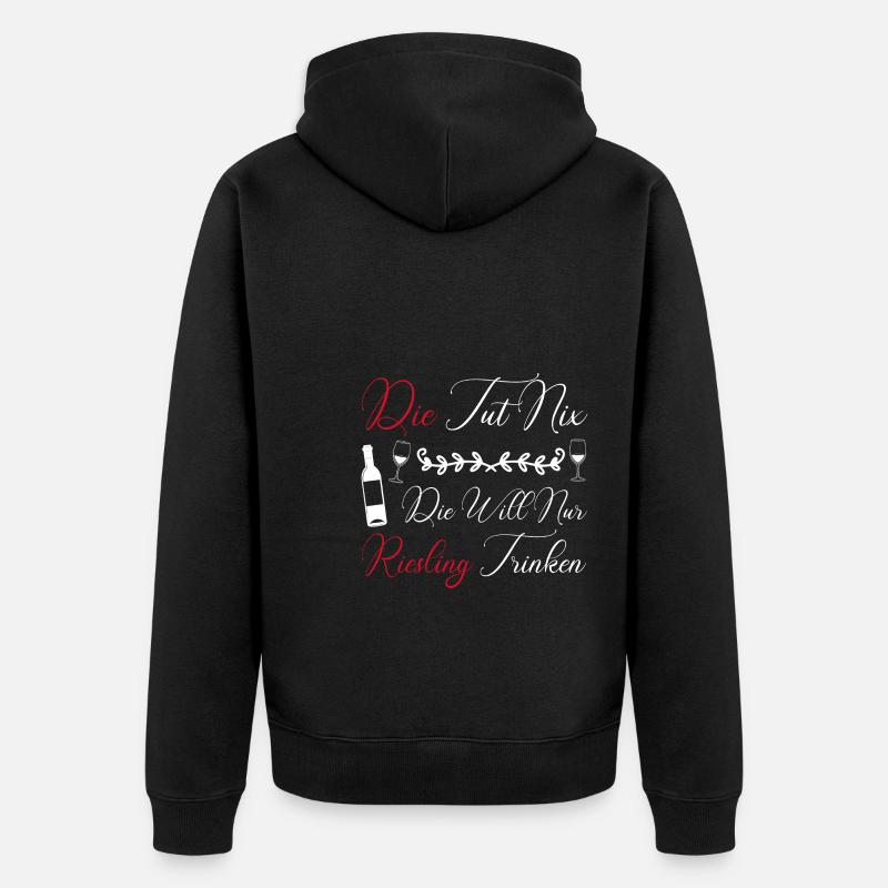 Wein Riesling Weintrinker Geschenk - Unisex Premium Bio Zip Hoodie - Schwarz