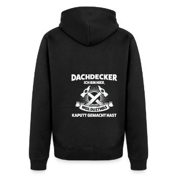 Dachdecker Beruf Dachdeckerei Geschenk - Unisex Premium Bio Zip Hoodie - Schwarz - Hinten - Nico (187cm)