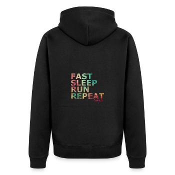 Fast sleep trun repeat OMAD - Unisex Premium Organic Zip Hoodie - black - Back - Nico (187cm)