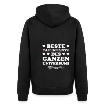 Patentante Familie Taufpatin Geschenk - Unisex Premium Bio Zip Hoodie - Schwarz - Hinten - Nico (187cm)