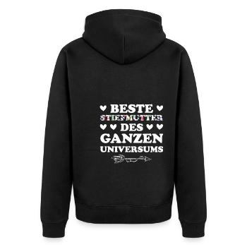 Stiefmama Familie Stiefmutter Geschenk - Unisex Premium Bio Zip Hoodie - Schwarz - Hinten - Nico (187cm)
