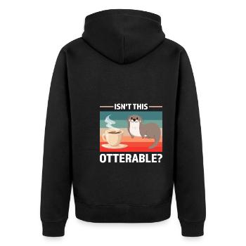 Otterliebhaber Otterkaffee Otterbesitzer Geschenk - Unisex Premium Bio Zip Hoodie - Schwarz - Hinten - Nico (187cm)