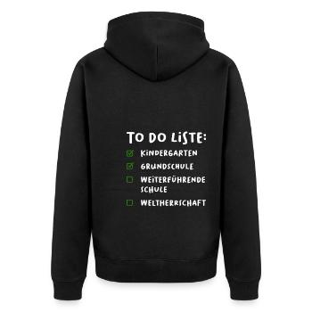 Grundschule Abschluss Gymnasiast Geschenk - Unisex Premium Bio Zip Hoodie - Schwarz - Hinten - Nico (187cm)