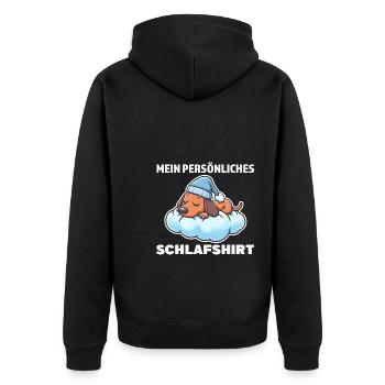 Schlafshirt Dachshund Schlafanzug Geschenk - Unisex Premium Bio Zip Hoodie - Schwarz - Hinten - Nico (187cm)