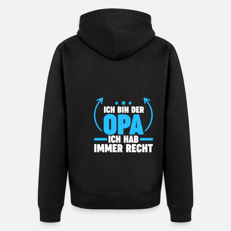 Opa Großvater Großväter Geschenk - Unisex Premium Bio Zip Hoodie - Schwarz