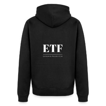 Exchange Traded Fund ETF Indexfonds Aktienfonds - Unisex Premium Bio Zip Hoodie - Schwarz - Hinten - Nico (187cm)
