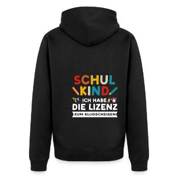 Schulkind Anfang Schulstart Geschenk - Unisex Premium Bio Zip Hoodie - Schwarz - Hinten - Nico (187cm)