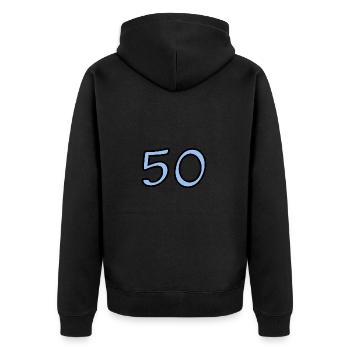JAHRESTAG. ALLES GUTE ZUM GEBURTSTAG. ALLES GUTE ZUM GEBURTSTAG. - Unisex Premium Bio Zip Hoodie - Schwarz - Hinten - Nico (187cm)