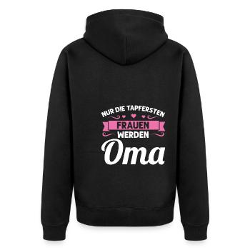 Oma Mutter Tag Omi Geschenk - Unisex Premium Bio Zip Hoodie - Schwarz - Hinten - Nico (187cm)