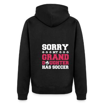 Fußball Oma Enkelin Fußball Oma Sport Geschenk - Unisex Premium Bio Zip Hoodie - Schwarz - Hinten - Nico (187cm)