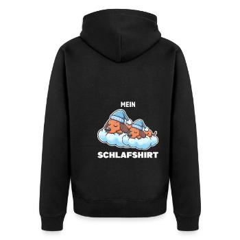 Schlafshirt Dachshund Schlafanzug Geschenk - Unisex Premium Bio Zip Hoodie - Schwarz - Hinten - Nico (187cm)