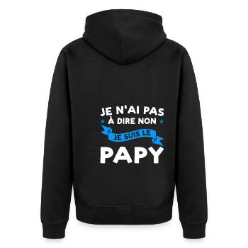 Opa Familie Großvater Geschenk - Unisex Premium Bio Zip Hoodie - Schwarz - Hinten - Nico (187cm)