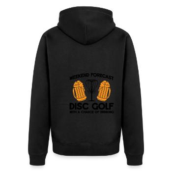 Discgolfer Discgolf Discgolfing Geschenk - Unisex Premium Bio Zip Hoodie - Schwarz - Hinten - Nico (187cm)