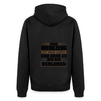 Handwerker Beruf Werkzeug Geschenk - Unisex Premium Bio Zip Hoodie - Schwarz - Hinten - Nico (187cm)