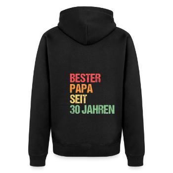 Papa 30 Jahre Vater Geschenk - Unisex Premium Bio Zip Hoodie - Schwarz - Hinten - Nico (187cm)