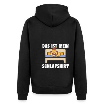 Schlafanzug Mops Pyjama Geschenk - Unisex Premium Bio Zip Hoodie - Schwarz - Hinten - Nico (187cm)
