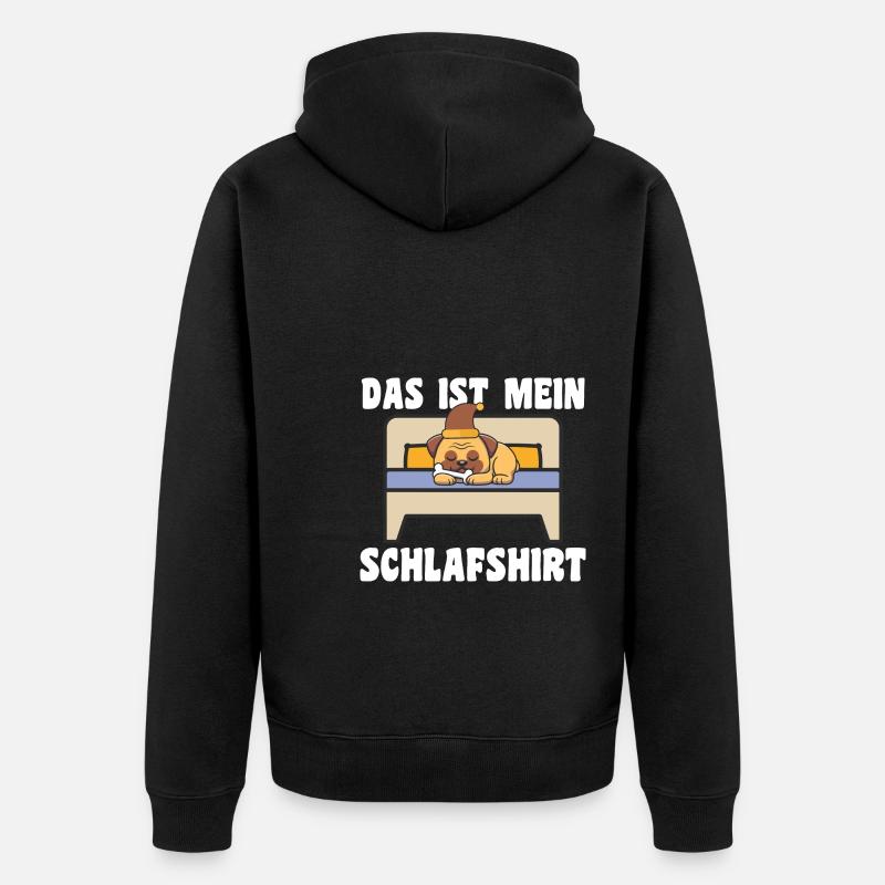 Schlafanzug Mops Pyjama Geschenk - Unisex Premium Bio Zip Hoodie - Schwarz