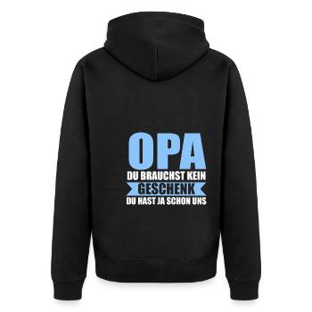 Opa Großvater Großväter Geschenk - Unisex Premium Bio Zip Hoodie - Schwarz - Hinten - Nico (187cm)