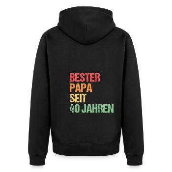 Papa 40 Jahre Vater Geschenk - Unisex Premium Bio Zip Hoodie - Schwarz - Hinten - Nico (187cm)
