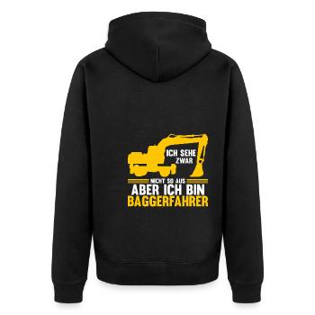 Bagger Fahrer Bagger Bauen Geschenk - Unisex Premium Bio Zip Hoodie - Schwarz - Hinten - Nico (187cm)
