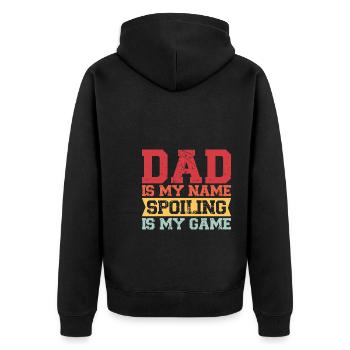father Papa Dad daddy Geschenk - Unisex Premium Bio Zip Hoodie - Schwarz - Hinten - Nico (187cm)