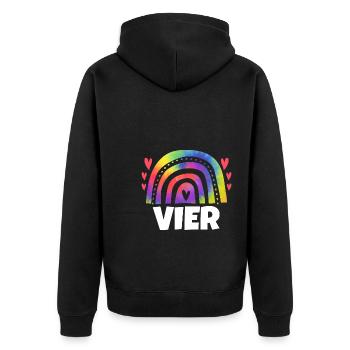 3.Geburtstag Regenbogen 3 Jahre alt Geschenk - Unisex Premium Bio Zip Hoodie - Schwarz - Hinten - Nico (187cm)