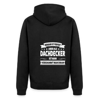 Dachdecker Beruf Dachdecken Geschenk - Unisex Premium Bio Zip Hoodie - Schwarz - Hinten - Nico (187cm)
