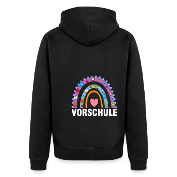 Vorschule Regenbogen Vorschüler Geschenk - Unisex Premium Bio Zip Hoodie - Schwarz - Hinten - Nico (187cm)