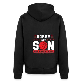 Basketball Sohn Basketball Mutter Sport Geschenk - Unisex Premium Bio Zip Hoodie - Schwarz - Hinten - Nico (187cm)