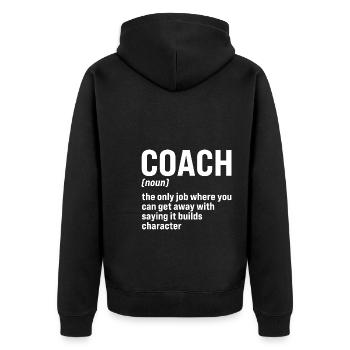Trainer Trainer Sport Geschenk - Unisex Premium Bio Zip Hoodie - Schwarz - Hinten - Nico (187cm)