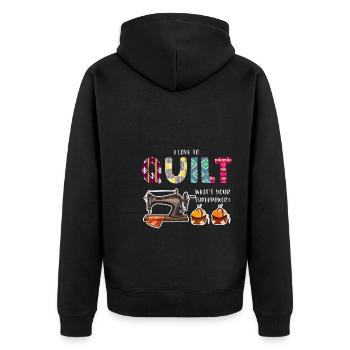Quilten Quilten Quilting Maschine Geschenk - Unisex Premium Bio Zip Hoodie - Schwarz - Hinten - Nico (187cm)