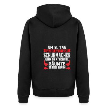 Schuhmacher Beruf Schuhe Geschenk - Unisex Premium Bio Zip Hoodie - Schwarz - Hinten - Nico (187cm)