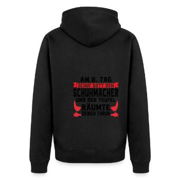 Schuhmacher Beruf Schuhsammler Geschenk - Unisex Premium Bio Zip Hoodie - Schwarz - Hinten - Nico (187cm)