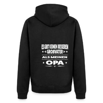 Opa Familie Enkelkinder Geschenk - Unisex Premium Bio Zip Hoodie - Schwarz - Hinten - Nico (187cm)