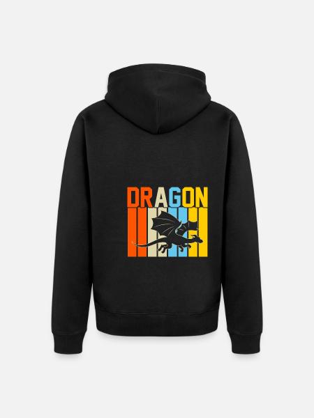 Drache Retro-Design Drache Geschenk - Unisex Premium Bio Zip Hoodie - Schwarz