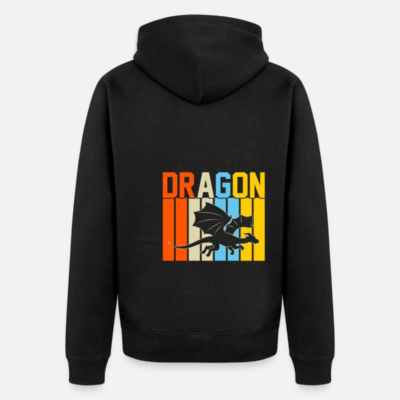 Drache Retro-Design Drache Geschenk - Unisex Premium Bio Zip Hoodie - Schwarz