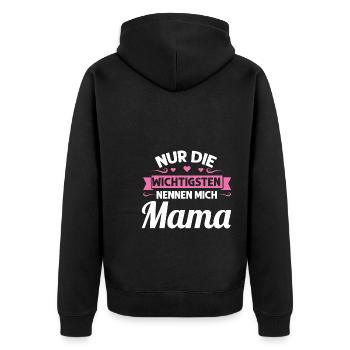 Mutter Mutter Tag Mama Geschenk - Unisex Premium Bio Zip Hoodie - Schwarz - Hinten - Nico (187cm)