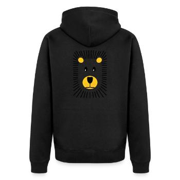 lion - Unisex Premium Organic Zip Hoodie - black - Back - Nico (187cm)