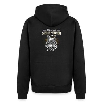 Chicken Animal Chickens Gift · I can't - Unisex Premium Organic Zip Hoodie - black - Back - Nico (187cm)