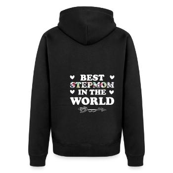 Stiefmama Familie Stiefmutter Geschenk - Unisex Premium Bio Zip Hoodie - Schwarz - Hinten - Nico (187cm)