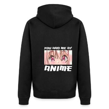 Anime merch Anime Anime Merchandise Geschenk - Unisex Premium Bio Zip Hoodie - Schwarz - Hinten - Nico (187cm)