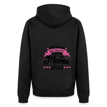 Mama 2023 Familie Werdende Mama Geschenk - Unisex Premium Bio Zip Hoodie - Schwarz - Hinten - Nico (187cm)
