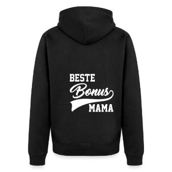 Bonus Mama Familie Stiefmama Geschenk - Unisex Premium Bio Zip Hoodie - Schwarz - Hinten - Nico (187cm)