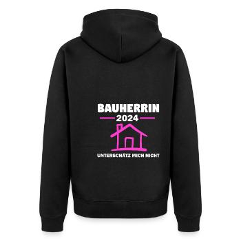Bauherrin 2024 Hausbau Bauleiterin Geschenk - Unisex Premium Bio Zip Hoodie - Schwarz - Hinten - Nico (187cm)