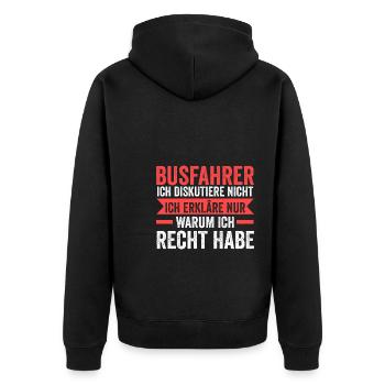 Busfahrer Job Bus Geschenk - Unisex Premium Bio Zip Hoodie - Schwarz - Hinten - Nico (187cm)