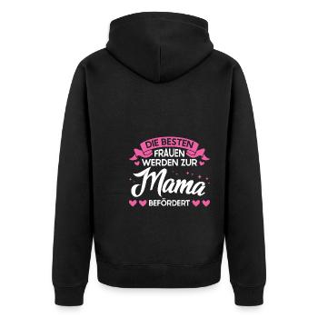 Mutter Familie Mama Geschenk - Unisex Premium Bio Zip Hoodie - Schwarz - Hinten - Nico (187cm)